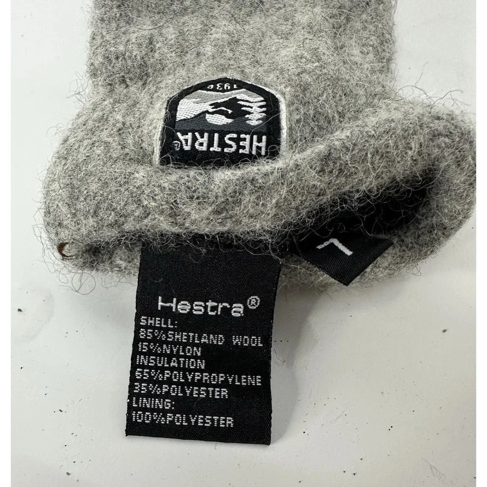 Hestra Shetland Wool Thinsulate Lined Gray Junior Mittens / Youth Size 7
